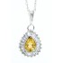 Pear Citrine Baguette Diamond Pendant Necklace 14Kt Gold 