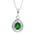 Genuine Emerald Baguette Diamond Pendant Necklace 14Kt Gold 