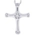 Round Diamond Cross Pendant Necklace 10Kt White Gold 