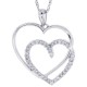 Entwined Heart Diamond Pendant Necklace 14Kt White Gold 