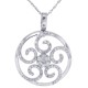 Swirling Diamond Pendant Necklace 10Kt White Gold 