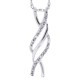 Swirling Diamond Pendant Necklace 14Kt White Gold 