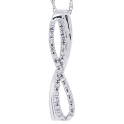 Swirling Diamond Pendant Necklace 14Kt White Gold 
