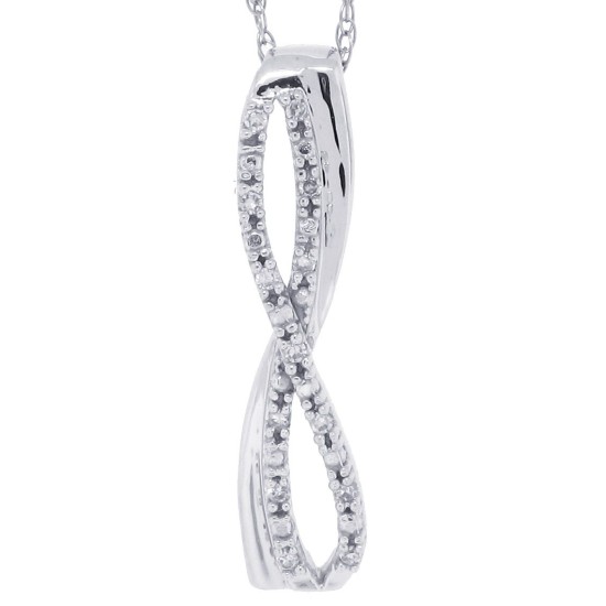 Swirling Diamond Pendant Necklace 14Kt White Gold 