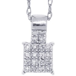 Round Diamond Pendant Necklace 14Kt White Gold 