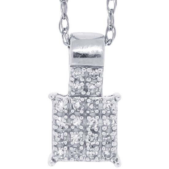 Round Diamond Pendant Necklace 14Kt White Gold 