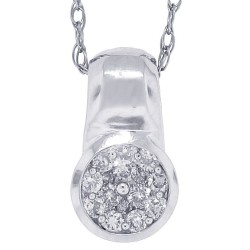 Diamond Cluster Pendant Necklace 10Kt White Gold 