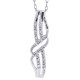 Swirling Diamond Pendant Necklace 14Kt White Gold 