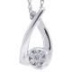 Round Diamond Pendant Necklace 14Kt White Gold 