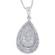 Tear Drop Shape Diamond Pendant Necklace 10Kt White Gold 