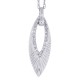 Diamond Leaf Pendant Necklace 14Kt White Gold 