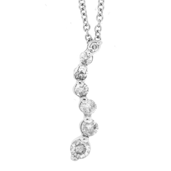 1/4 Ct Diamond Journey Pendant Necklace 14Kt White Gold