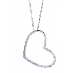 Diamond Heart Pendant Necklace 10Kt White Gold 