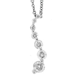 1/2 Ct Diamond Journey Pendant Necklace 14Kt White Gold