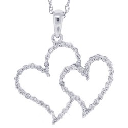 Diamond Heart Pendant Necklace 14Kt White Gold 