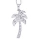 Diamond Palmetto Pendant Necklace 14Kt White Gold