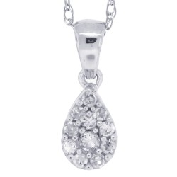 Tear Drop Diamond Pendant Necklace 14Kt White Gold 