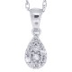 Tear Drop Diamond Pendant Necklace 14Kt White Gold 