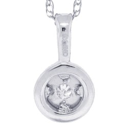 Round Diamond Pendant Necklace 14Kt White Gold 