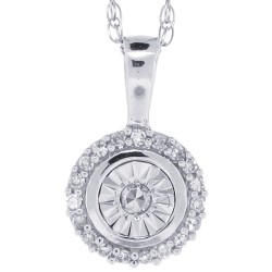 Diamond Cluster Pendant Necklace 14Kt White Gold 