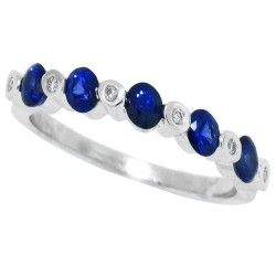 Sapphire and Diamond Wedding Band 14Kt White Gold