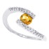 Oval Citrine and Diamond Bypass Ring 14Kt White Gold