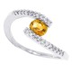 Oval Citrine and Diamond Bypass Ring 14Kt White Gold