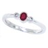 Ruby Diamond Three Stone Ring 14Kt White Gold, Bezel Set 