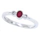 Ruby Diamond Three Stone Ring 14Kt White Gold, Bezel Set 