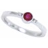 Natural Ruby Diamond Three Stone Ring 14Kt Gold Bezel Set 