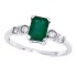 10Kt White Gold Emerald Diamond Ring, Emerald Cut 