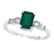 10Kt White Gold Emerald Diamond Ring, Emerald Cut 