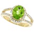 Peridot Diamond Halo Engagement Ring 10Kt Yellow Gold Oval