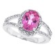Pink Topaz Diamond Engagement Ring 10Kt White Gold Oval 