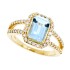 Emerald Cut Aquamarine and Diamond Ring in 10Kt Yellow Gold