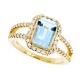 Emerald Cut Aquamarine and Diamond Ring in 10Kt Yellow Gold