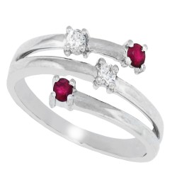 Ruby Diamond Right Hand Ring 14Kt White Gold