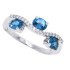 Three Stone Blue Topaz and Diamond Ring 14Kt White Gold