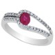 Ruby Diamond Right Hand Ring 14Kt White Gold, July Birthstone