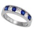 Blue Sapphire Diamond Band 14Kt White Gold