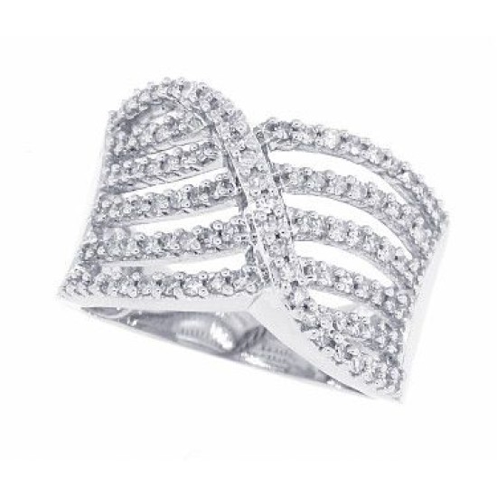 Wide Diamond Band for women in 10Kt White Gold