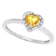 Citrine and Diamond Heart Ring 10Kt White Gold