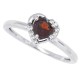 Genuine Garnet and Diamond Heart Ring 10Kt White Gold