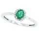 Emerald and Diamond Halo Ring 10Kt White Gold