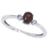 Three Stone Garnet Diamond Ring 10Kt White Gold