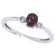 Three Stone Garnet Diamond Ring 10Kt White Gold