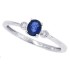 Three Stone Genuine Sapphire Diamond Ring 10Kt White Gold