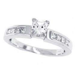 Princess Cut Diamond Engagement Ring 14Kt Gold CZ Center 1ct