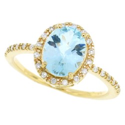 Aquamarine Diamond Engagement Ring 10Kt Yellow Gold