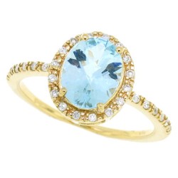 Aquamarine Diamond Engagement Ring 10Kt Yellow Gold